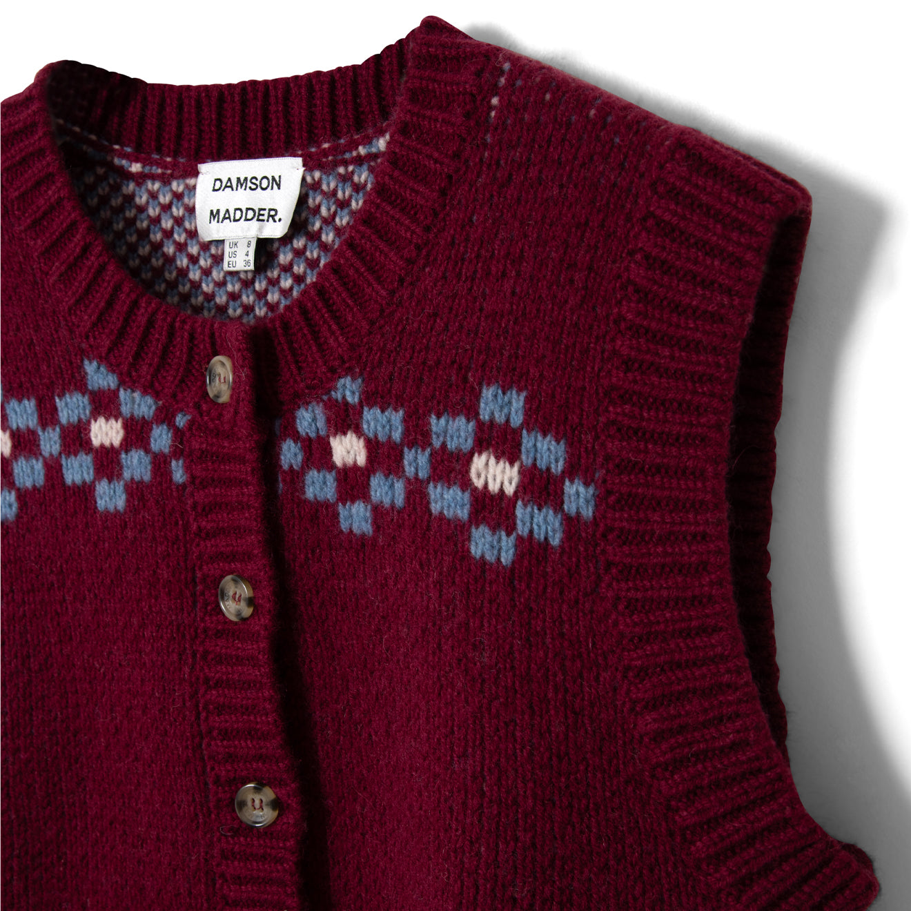 Damson Madder Sofie Wool Vest Novelty Intarsia