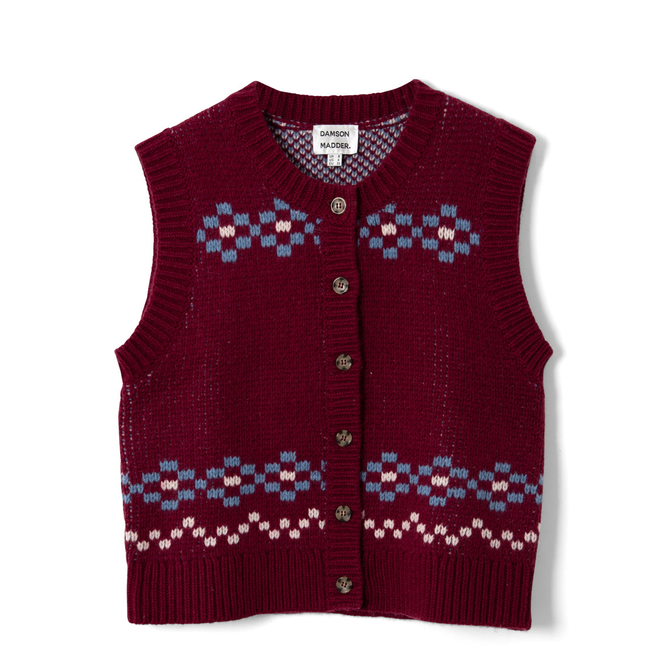 Damson Madder Sofie Wool Vest Novelty Intarsia