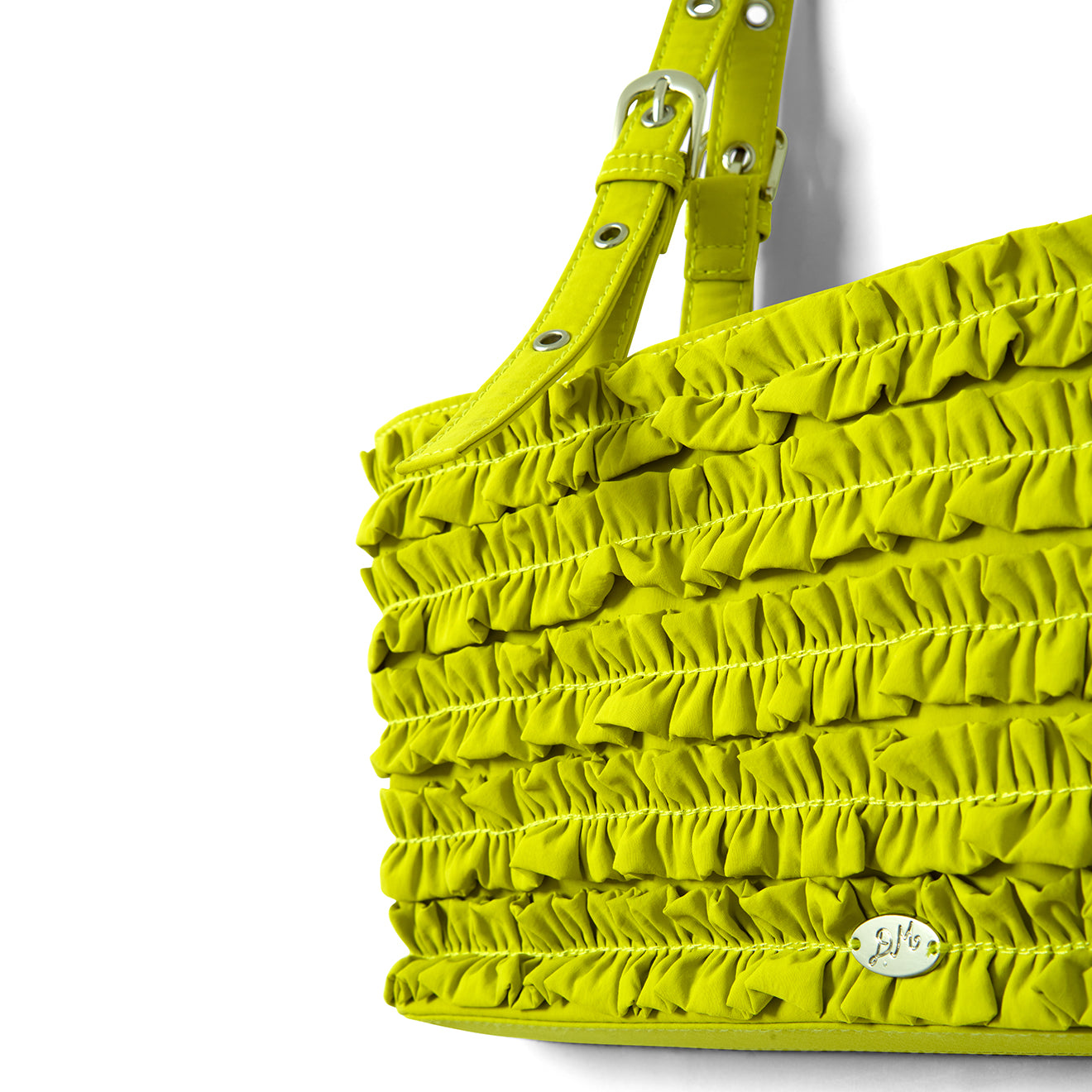 Damson Madder Sophia Ruffle Bag Chartreuse
