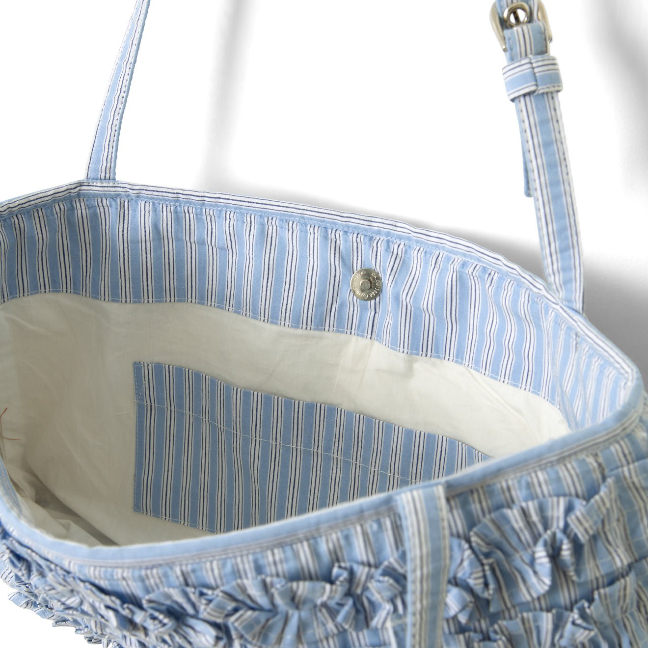 Damson Madder Sophia Ruffle Baguette Bag Blue Business Stripe