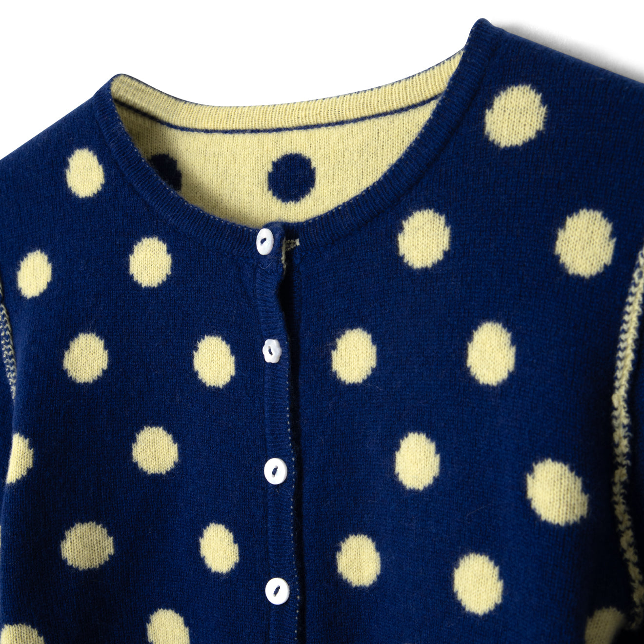 Damson Madder Tabitha Reversible Cardigan Navy / Butter Spot