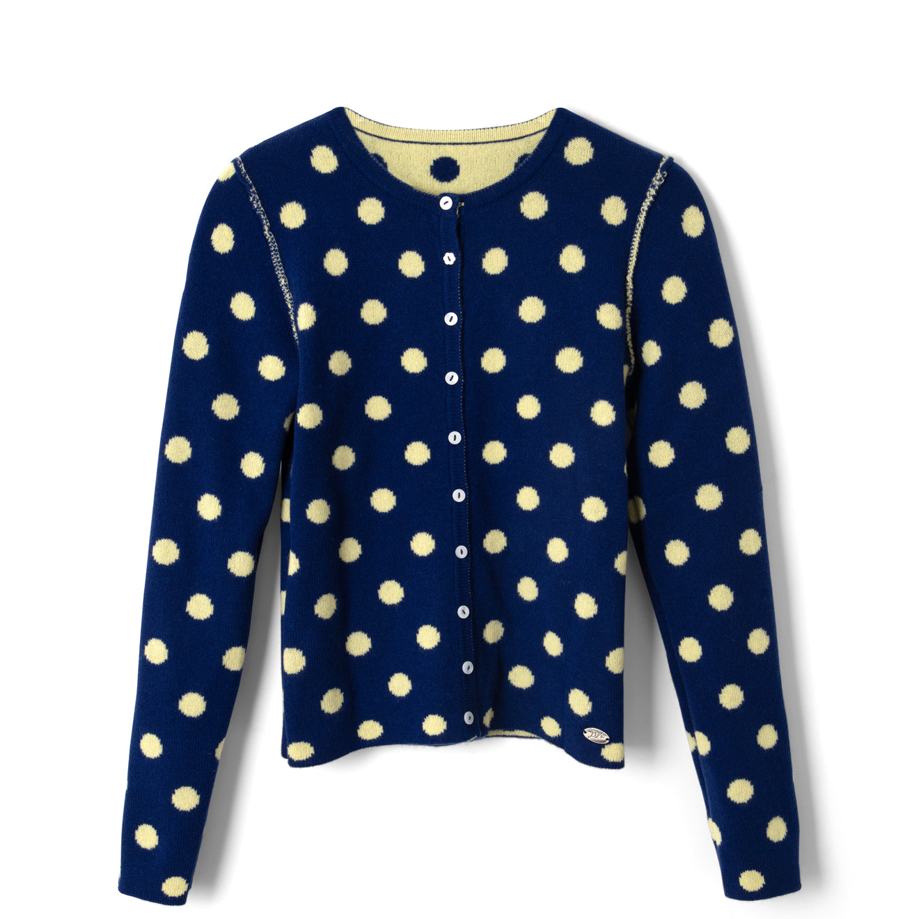 Damson Madder Tabitha Reversible Cardigan Navy / Butter Spot