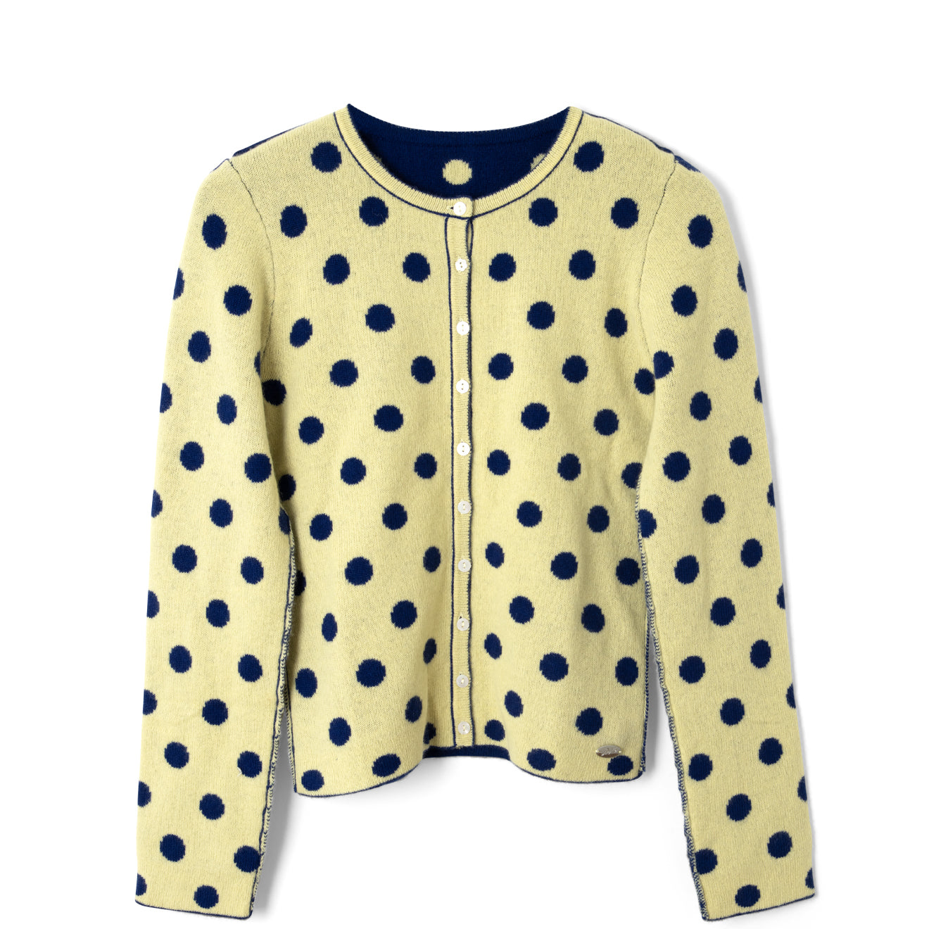 Damson Madder Tabitha Reversible Cardigan Navy / Butter Spot