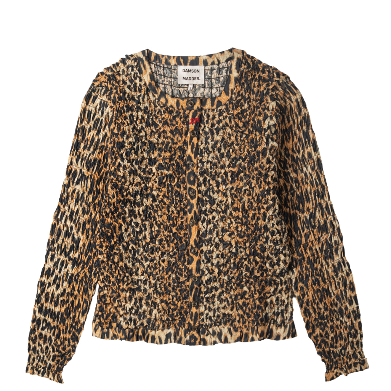 Damson Madder Elliana Smocked Cardi Leopard