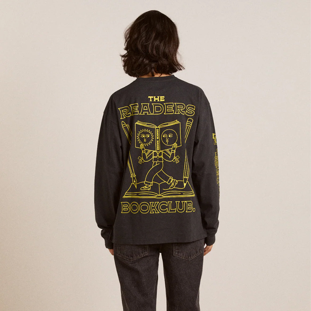 Damson Madder The Reader L/S Tee Charcoal