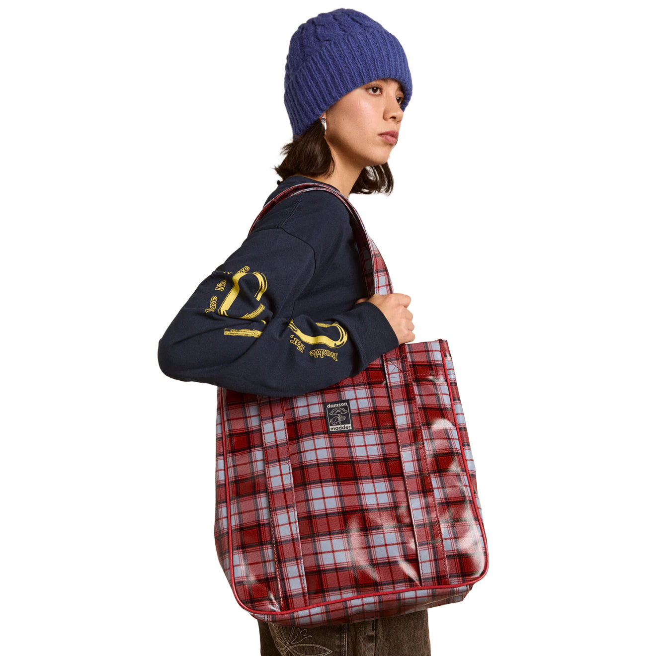 Damson Madder Tote Blue Fog Multi Check