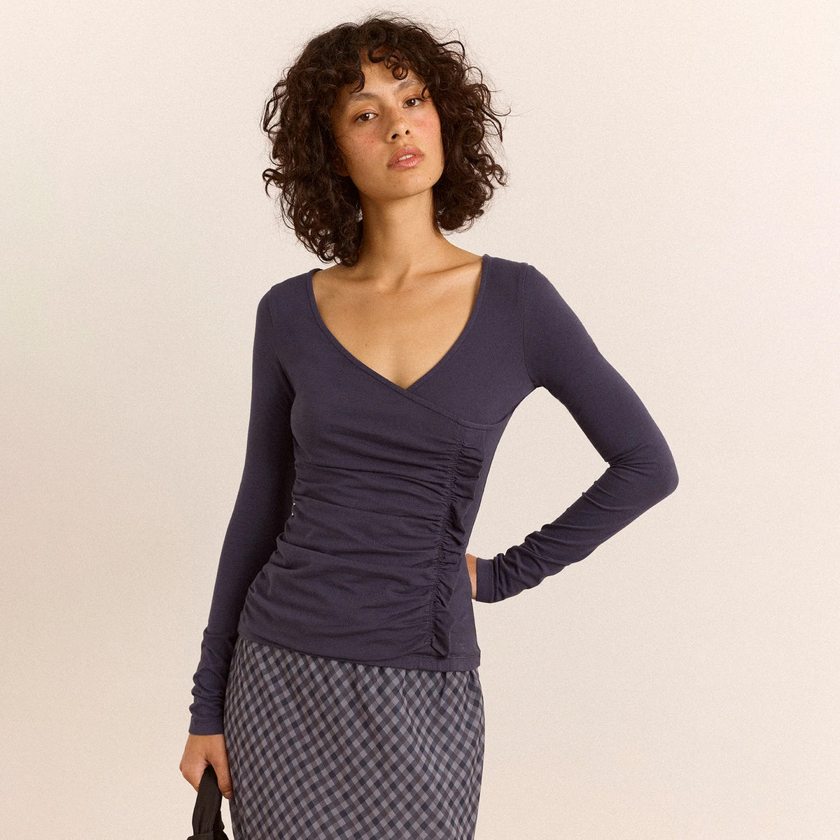 Damson Madder Trixie L/S Top Grey Blue