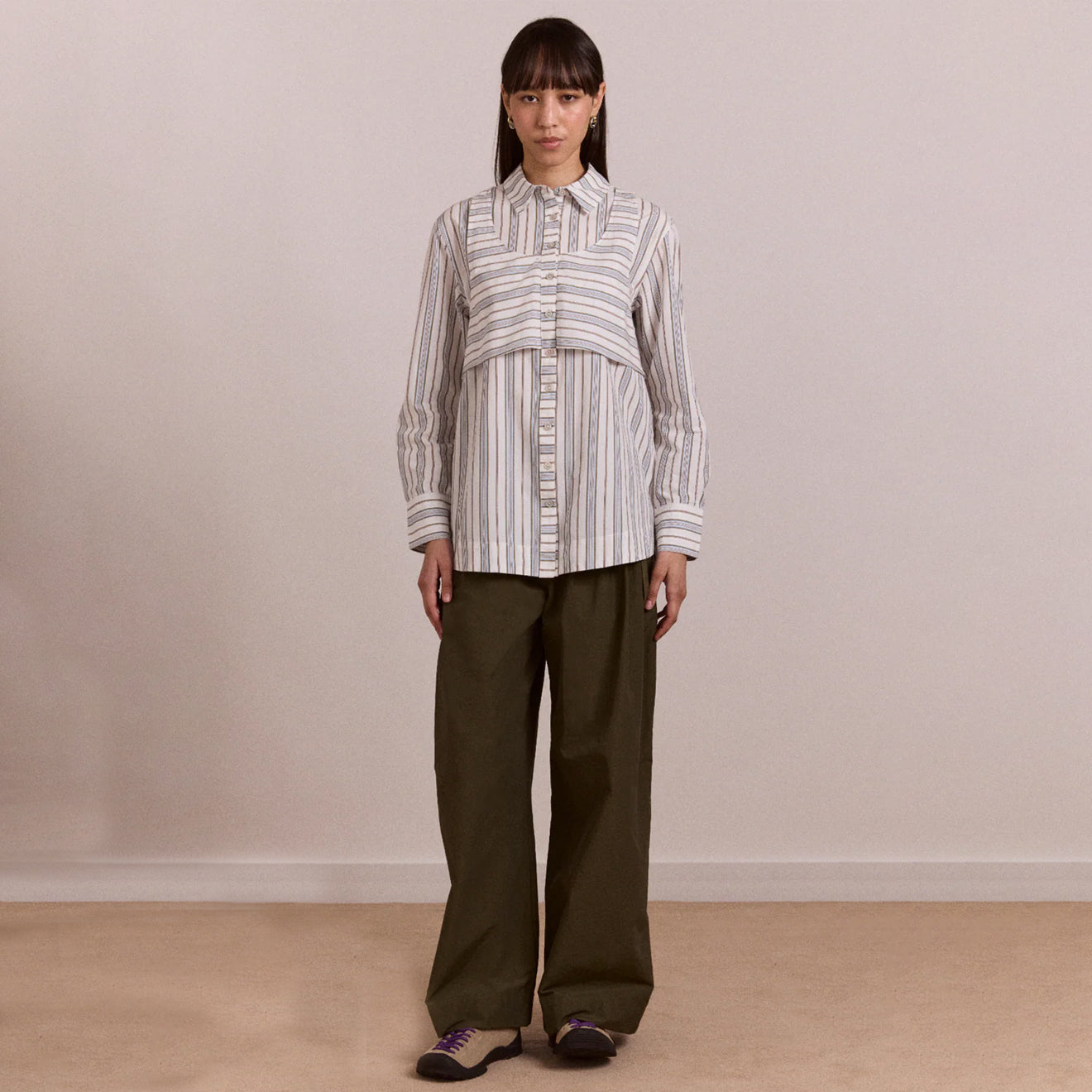 Damson Madder Valeria Double Layer Shirt Caraway Stripe Multi