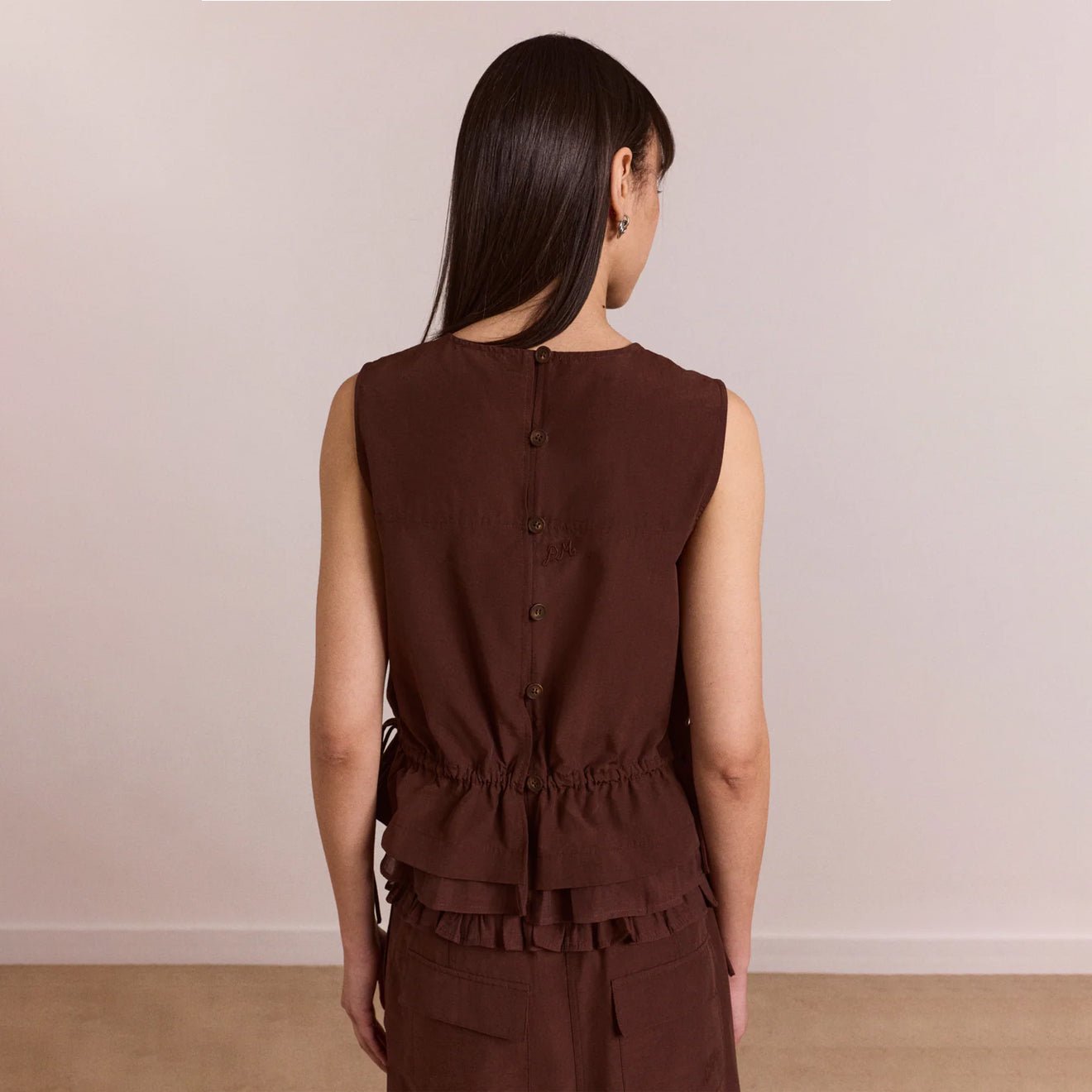 Damson Madder Womens Ailani Sheer Panel Blouse Choc