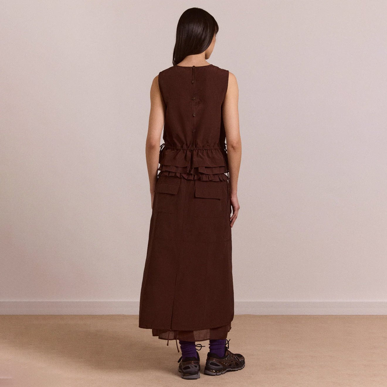 Damson Madder Womens Ailani Sheer Panel Blouse Choc