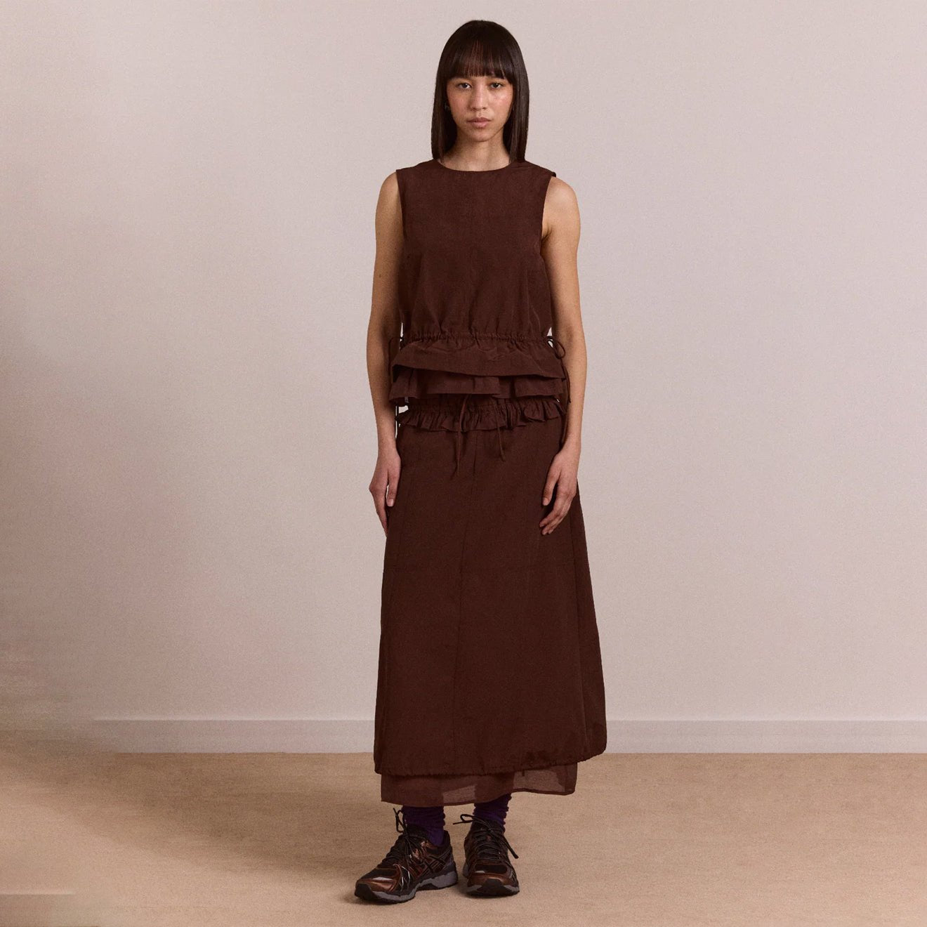 Damson Madder Womens Ailani Sheer Panel Blouse Choc