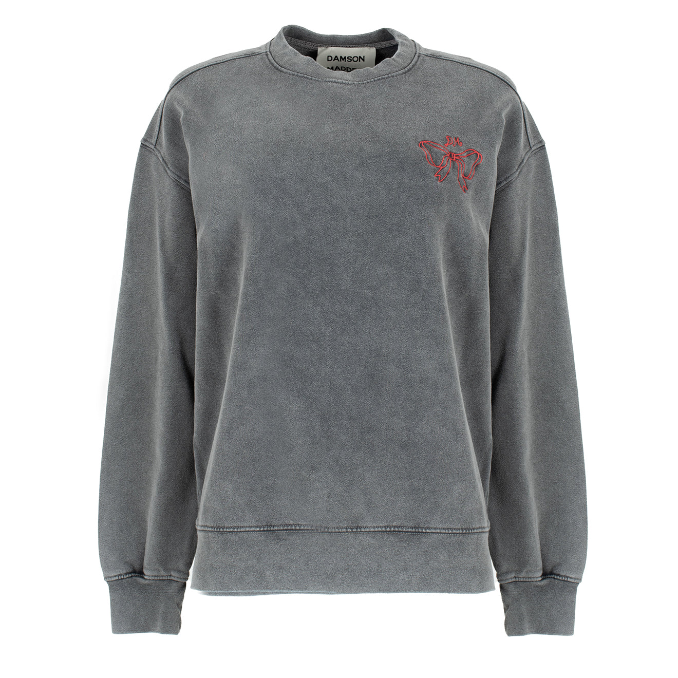 Damson Madder Womens Bow Logo Crew Neck Sweat Charcoal