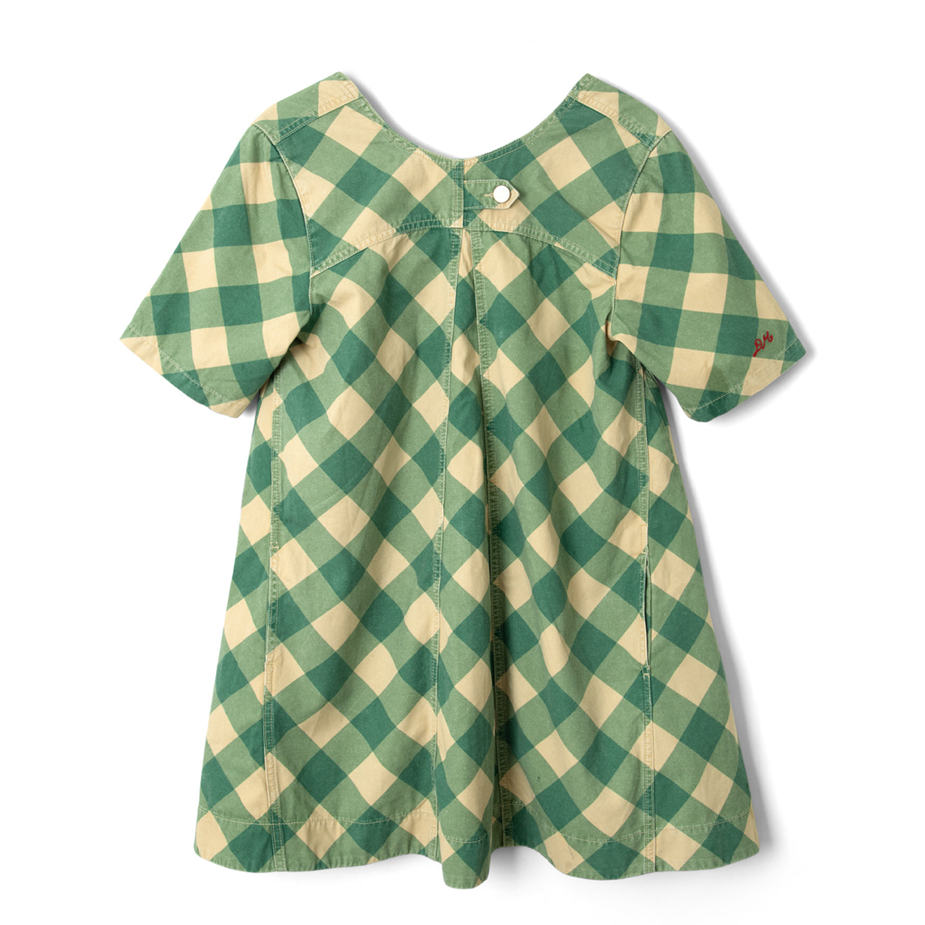 Damson Madder Womens Bridget Mini Dress Green Butter Gingham - pam pam 