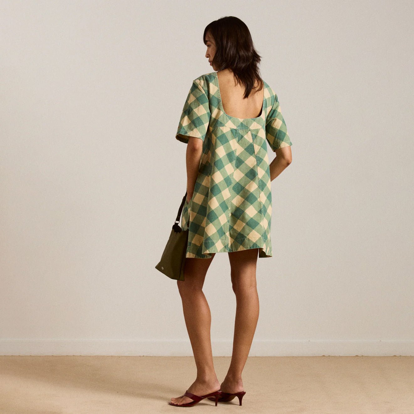 damson madder green dress Damson Madder - Stella Mini Dress - Green