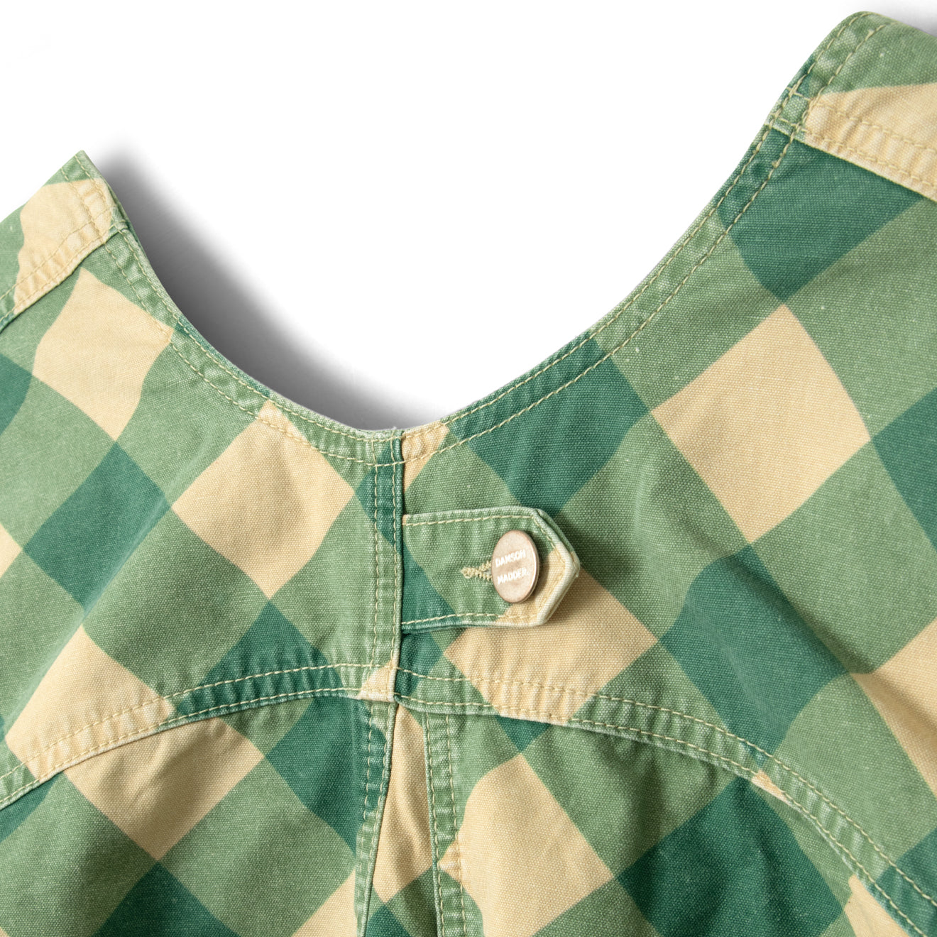 Damson Madder Womens Bridget Mini Dress Green Butter Gingham - pam pam 