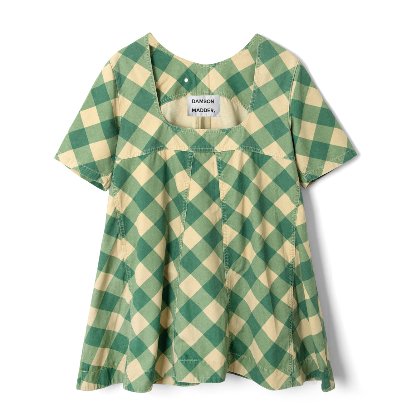 Damson Madder Womens Bridget Mini Dress Green Butter Gingham - pam pam 