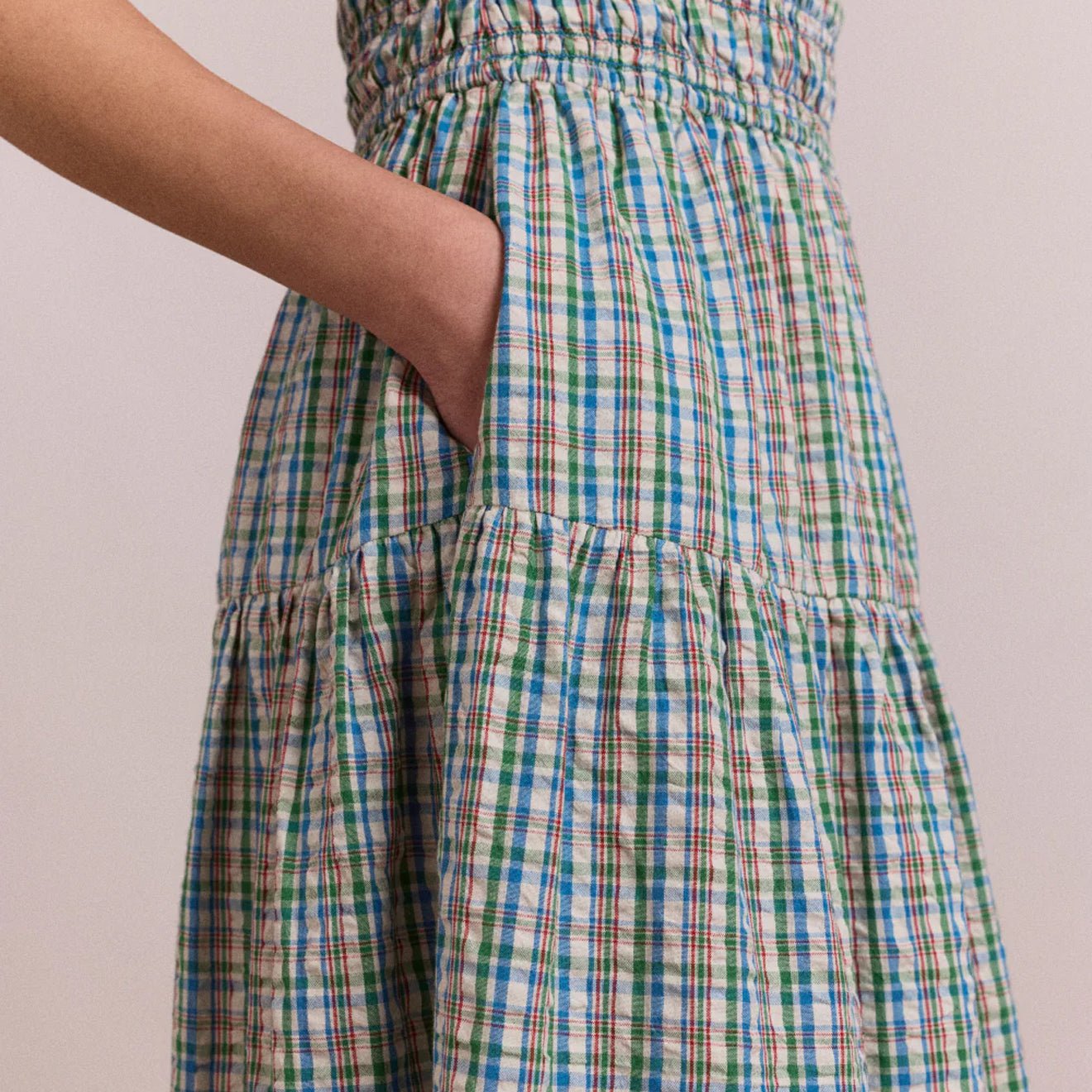 Damson Madder Womens Ebba Midi Dress Picnic Check
