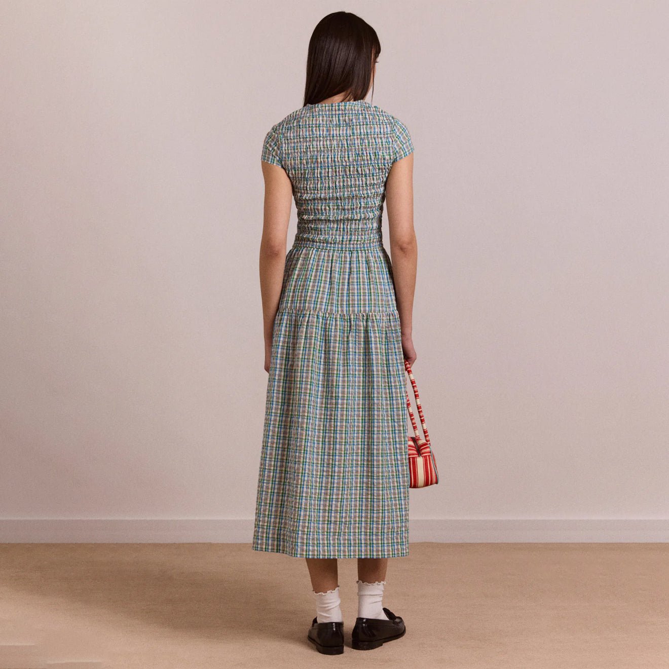 Damson Madder Womens Ebba Midi Dress Picnic Check