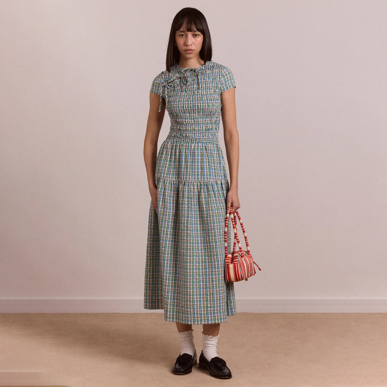 Damson Madder Womens Ebba Midi Dress Picnic Check