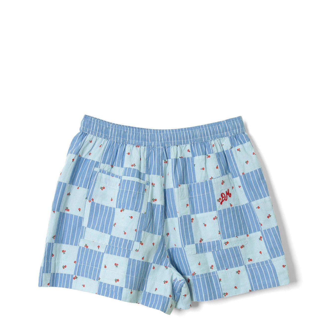 Damson Madder Womens Eluna Boxer Shorts Blue Stripe & Floral Print