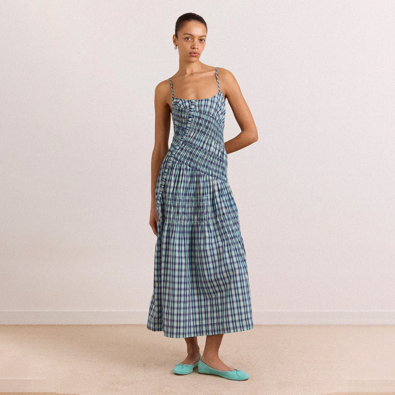 Damson Madder Womens Lyra Midi Dress Tomboy Check