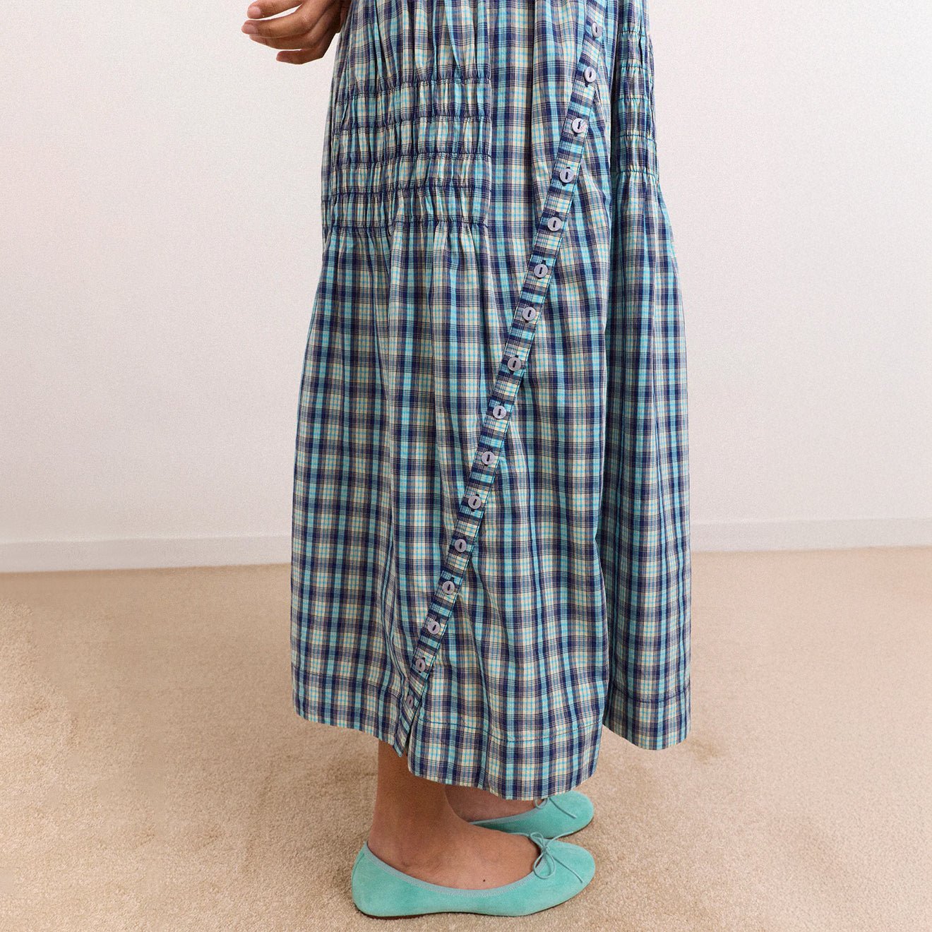 Damson Madder Womens Lyra Midi Dress Tomboy Check