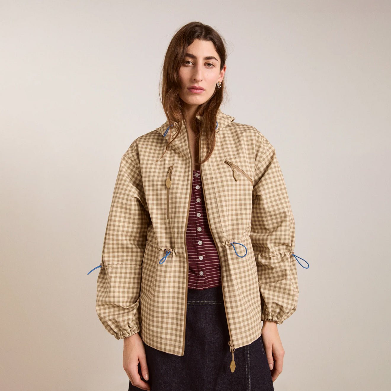 Damson Madder Womens Matilda Raincoat Gingham - pam pam 
