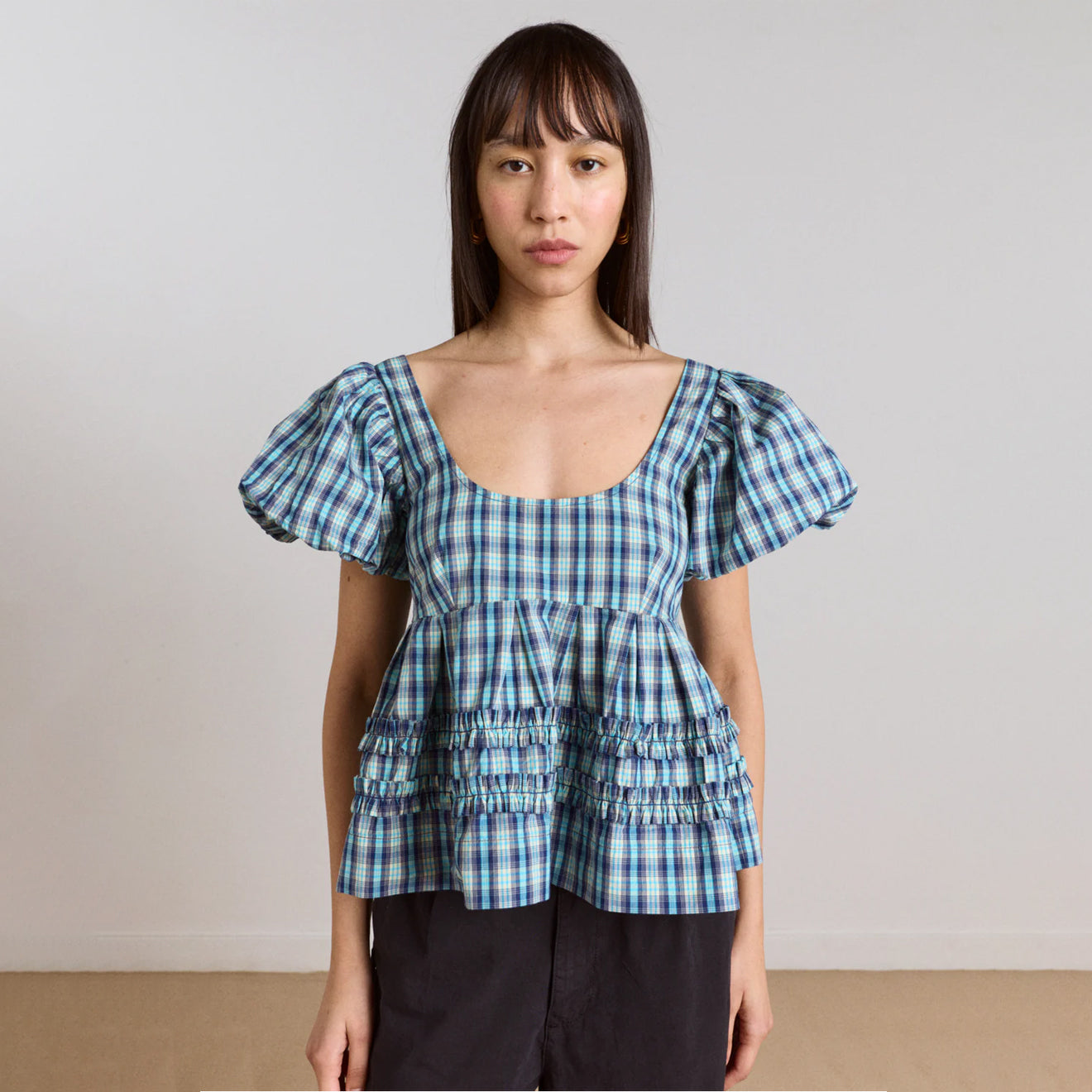 Damson Madder Womens Summer Joy Blouse Tomboy Check - pam pam 