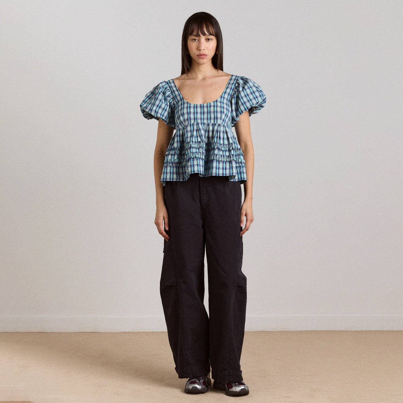 Damson Madder Womens Summer Joy Blouse Tomboy Check - pam pam 