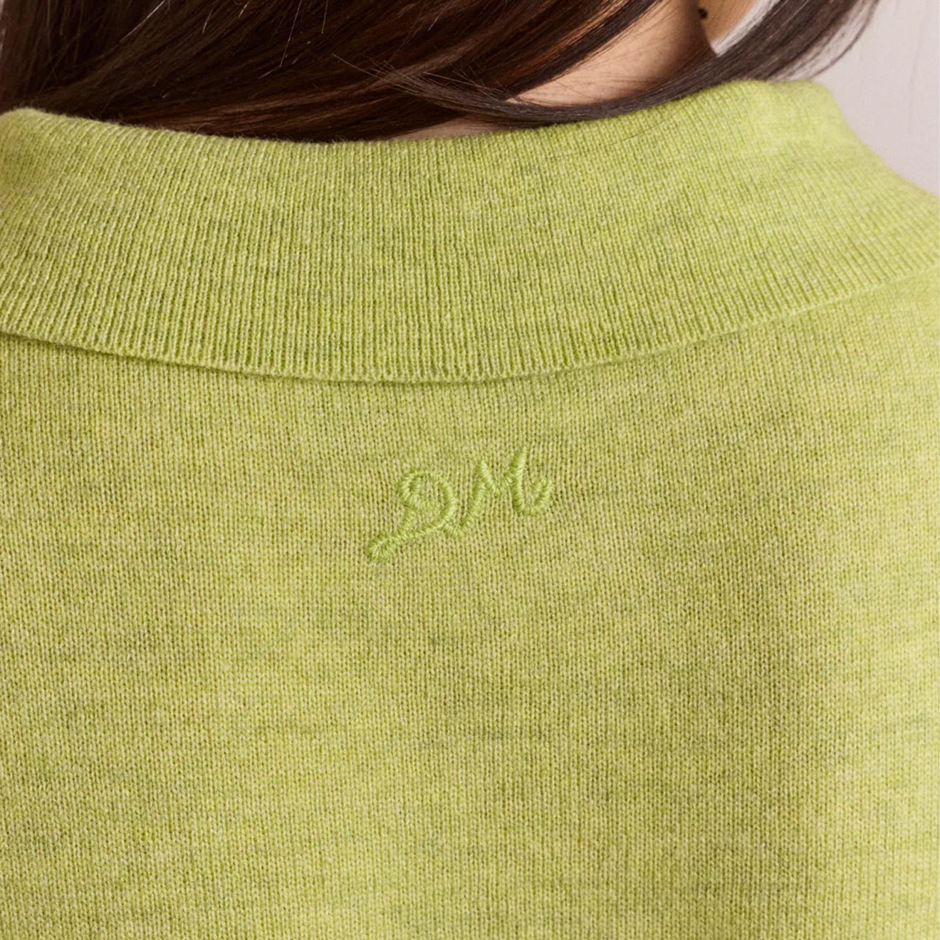 Damson Madder Womens Voula Wool And Cashmere Blend Cardigan Lime