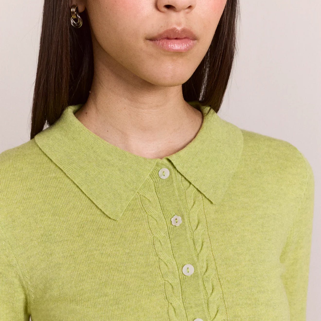 Damson Madder Womens Voula Wool And Cashmere Blend Cardigan Lime