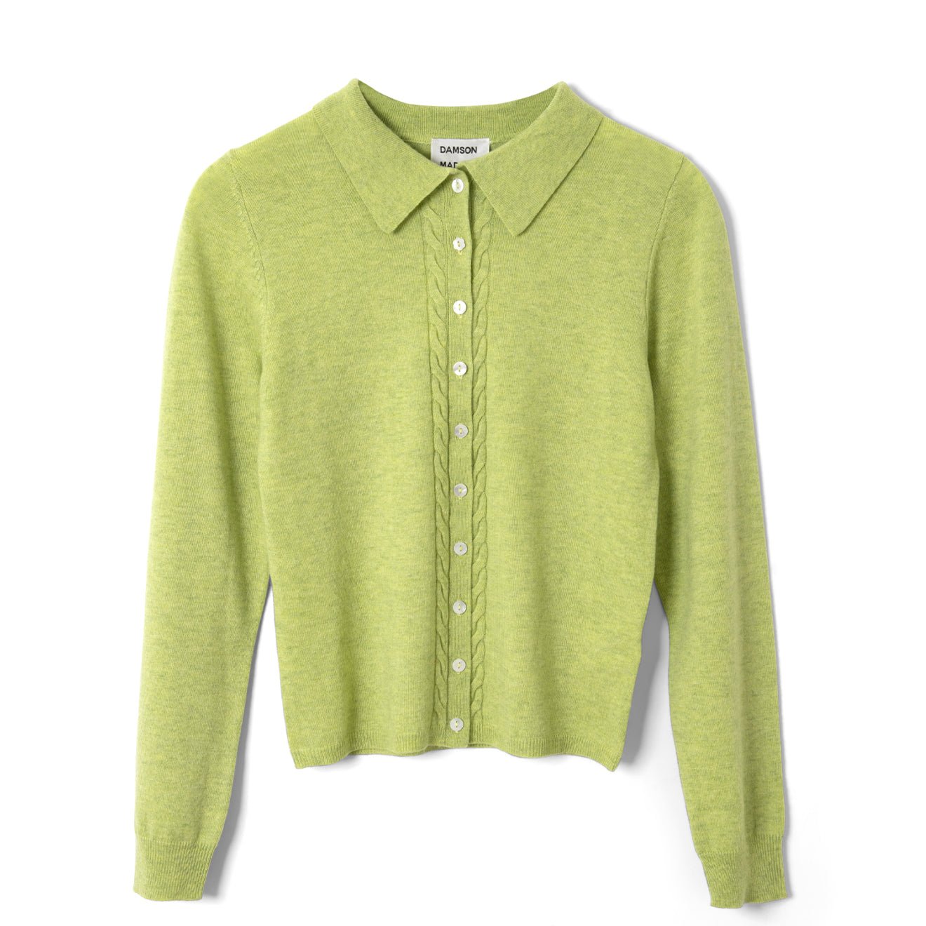 Damson Madder Womens Voula Wool And Cashmere Blend Cardigan Lime