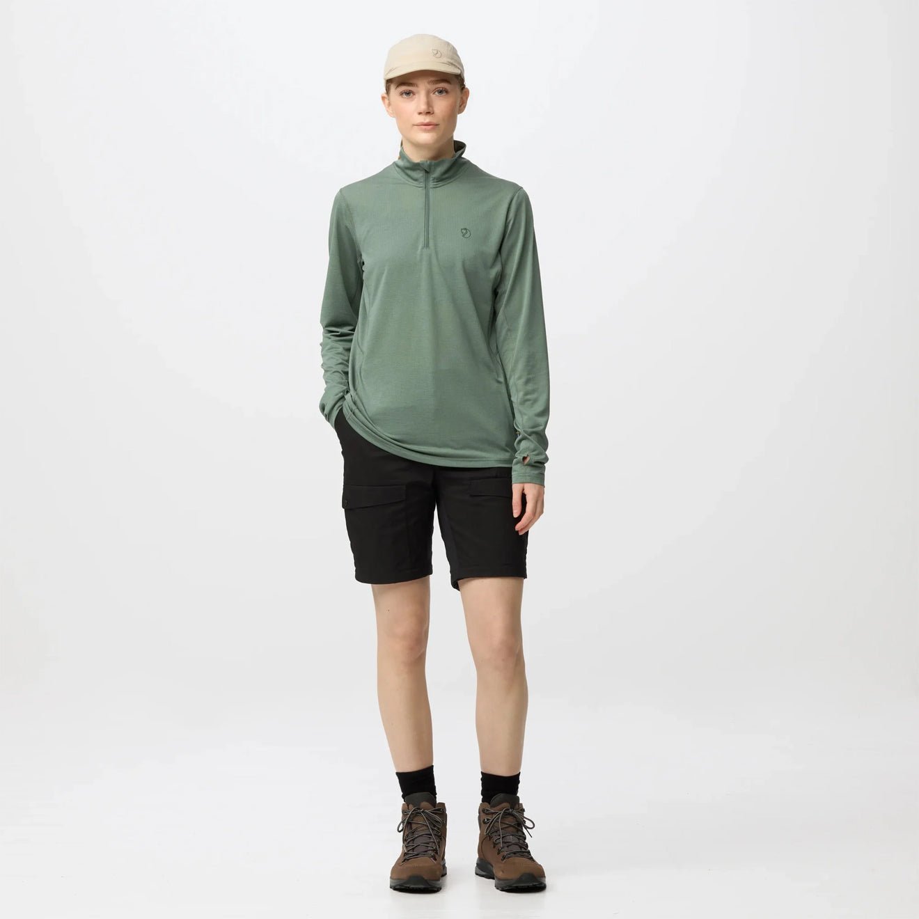 Fjallraven Womens Abisko Day Hike Half Zip Patina Green