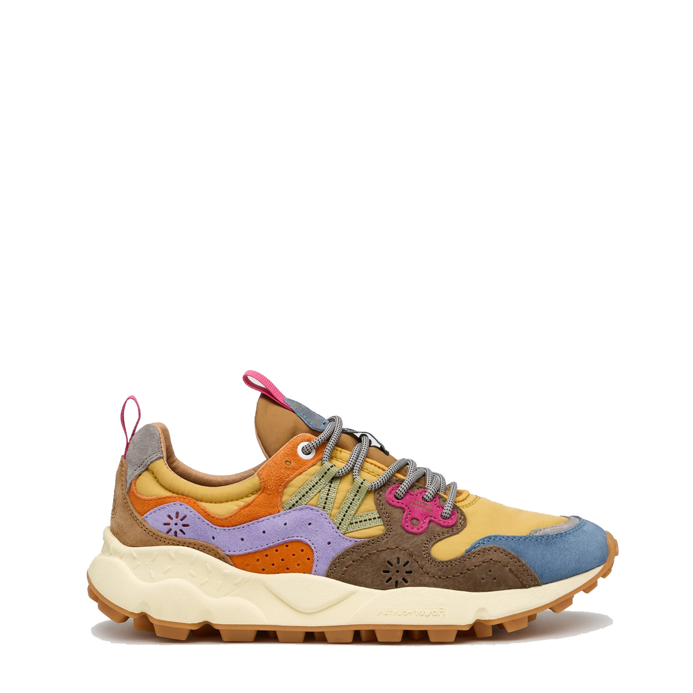 Flower Mountain Womens Yamano 3 Trainer Light Blue / Yellow / Brown