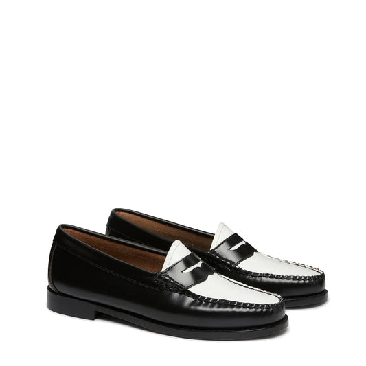 G.H.Bass Womens Bass Weejun Penny Loafer Black & White Leather