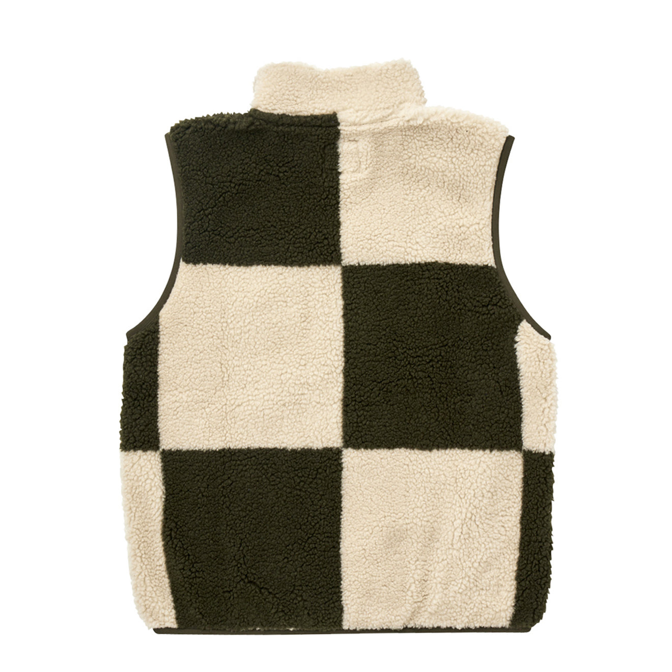 Gramicci Womens Checkered Sherpa Vest Natural / Olive Check - pam pam 