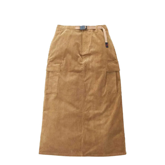 Gramicci Womens Corduroy Long Cargo Skirt Mocha Beige - pam pam