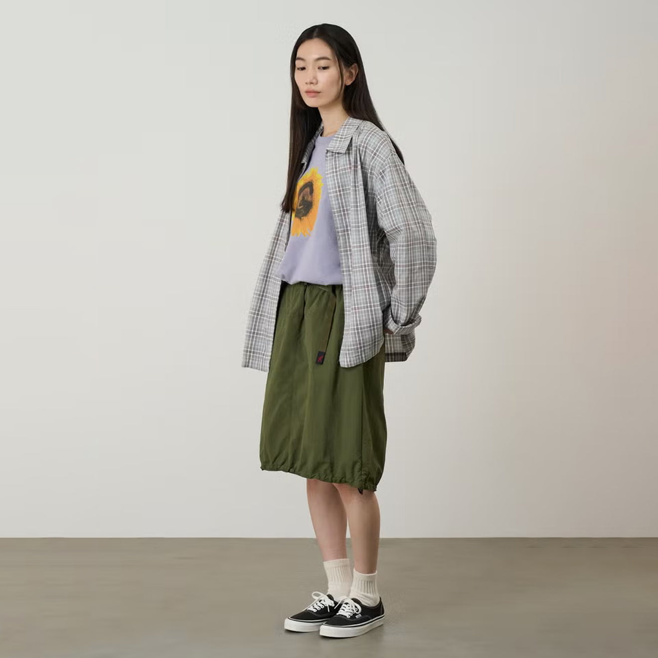 Gramicci Womens Nylon Packable Midi Skirt Olive