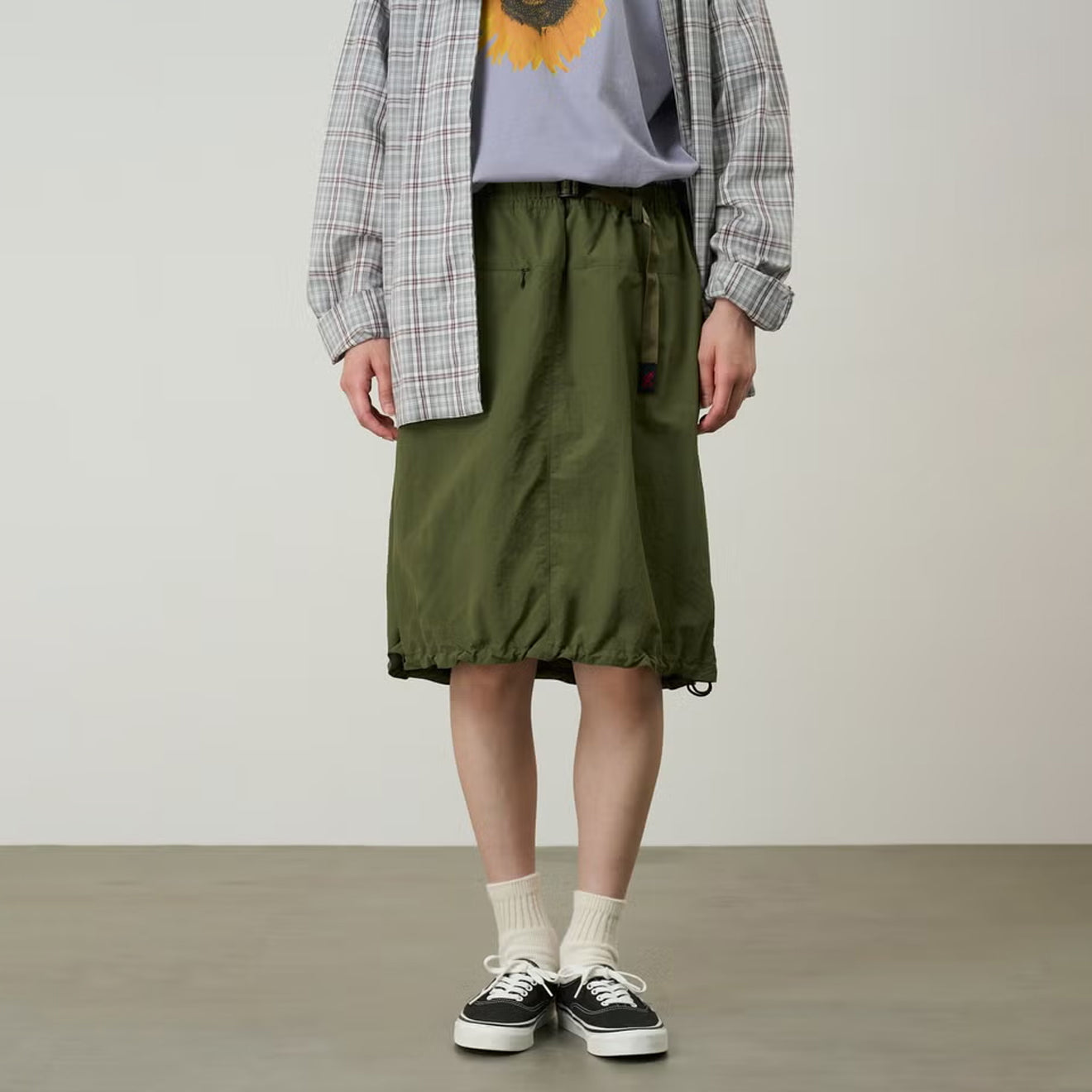 Gramicci Womens Nylon Packable Midi Skirt Olive