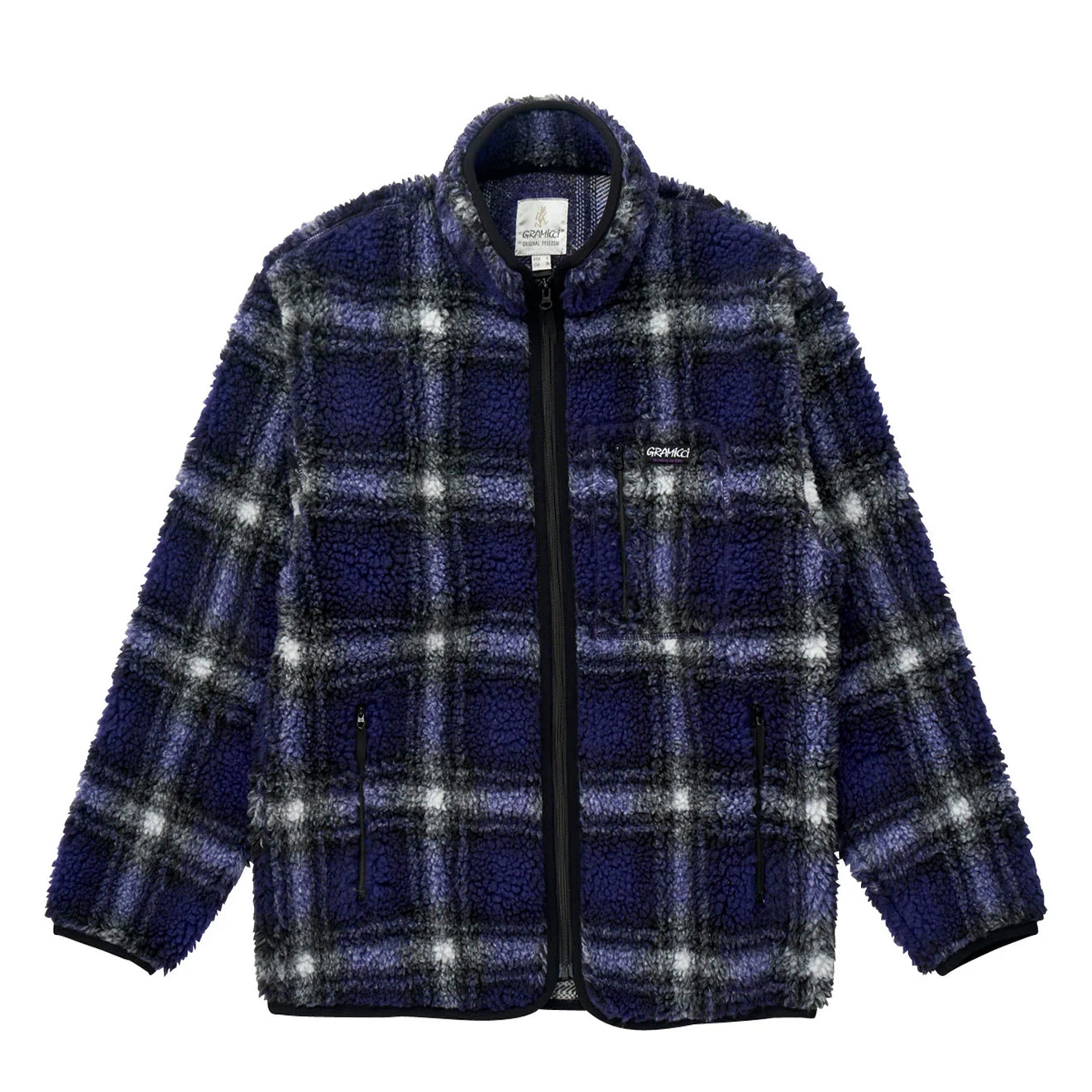 Gramicci Womens Shadow Plaid Sherpa Jacket Purple Shadow Plaid - pam pam 