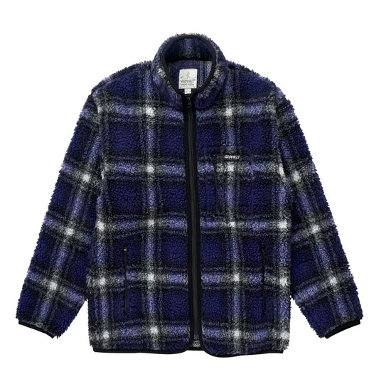 Gramicci Womens Shadow Plaid Sherpa Jacket Purple Shadow Plaid - pam pam