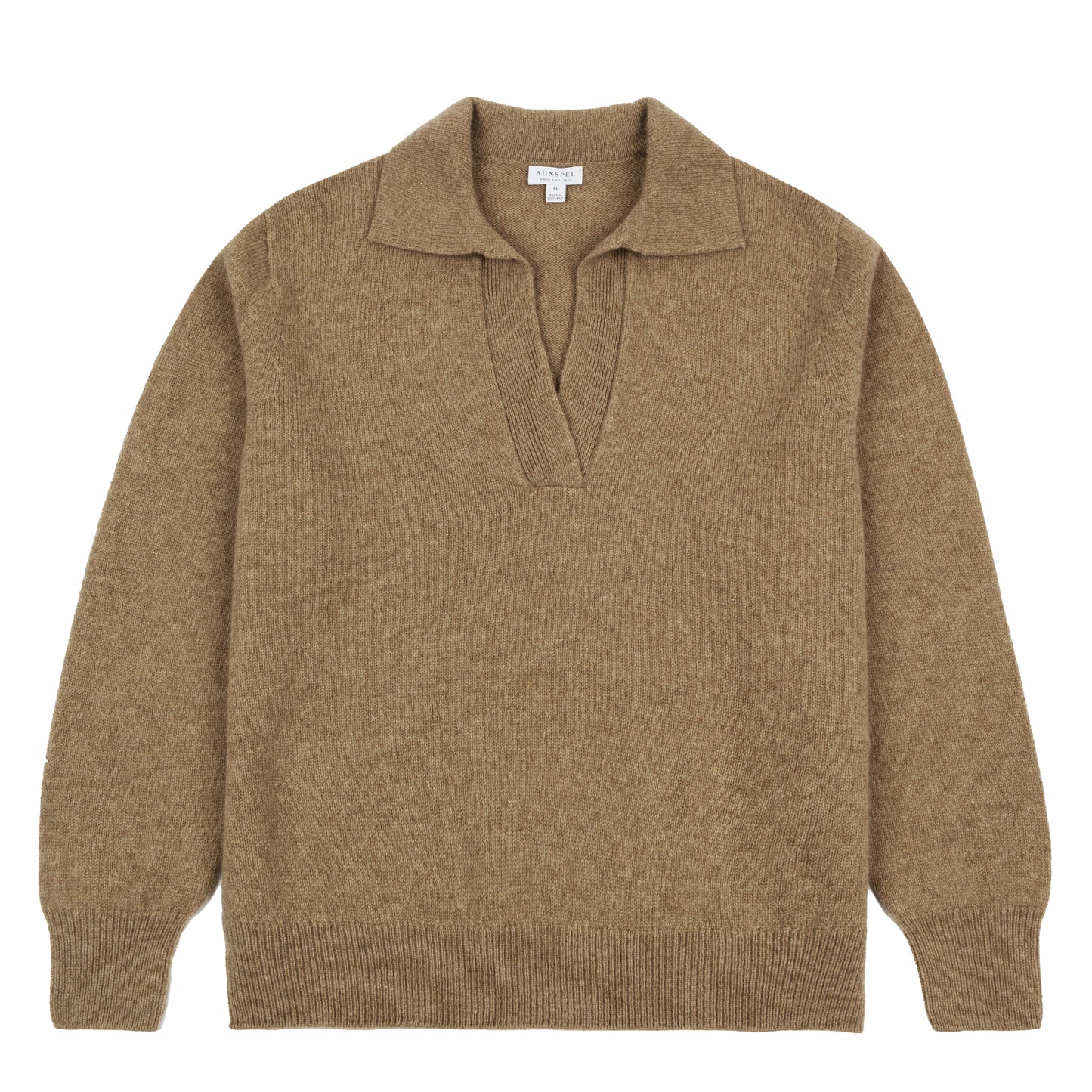 Sunspel Womens Lambswool Polo Mink - pam pam 