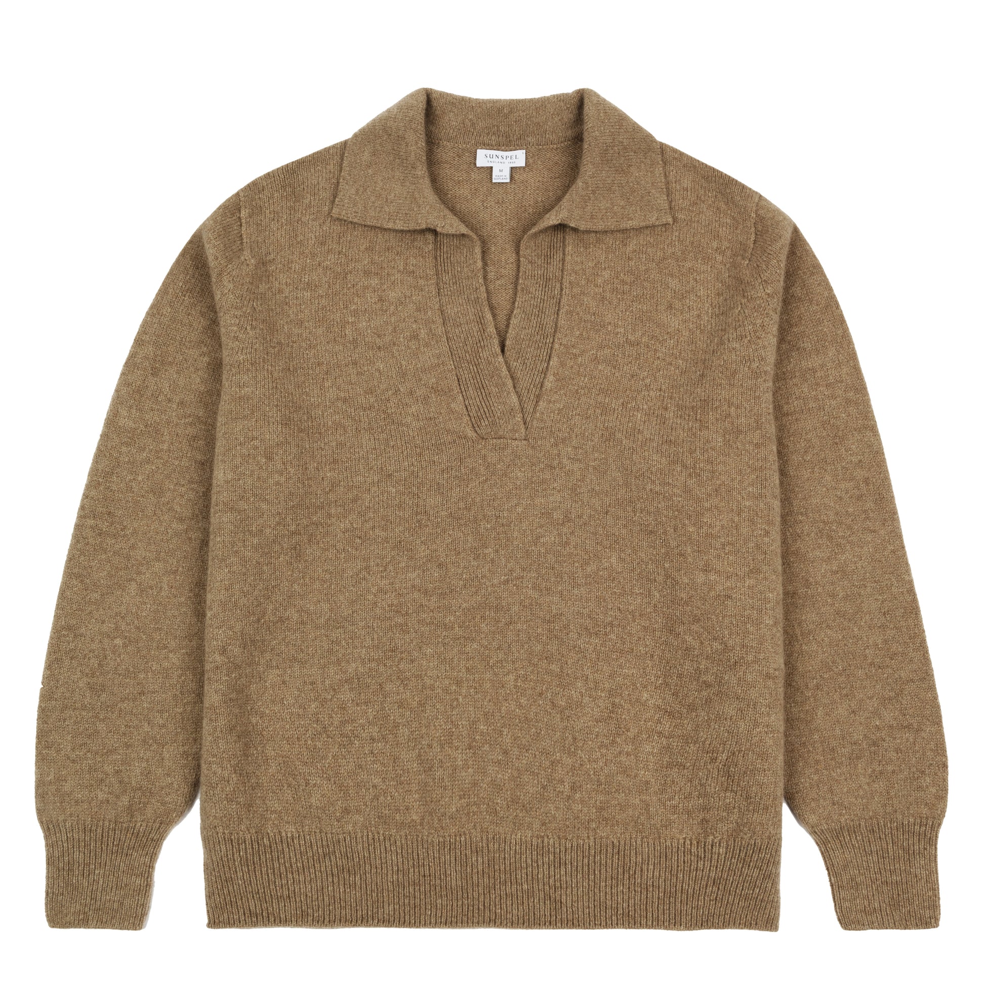 Sunspel Womens Lambswool Polo Mink - pam pam 