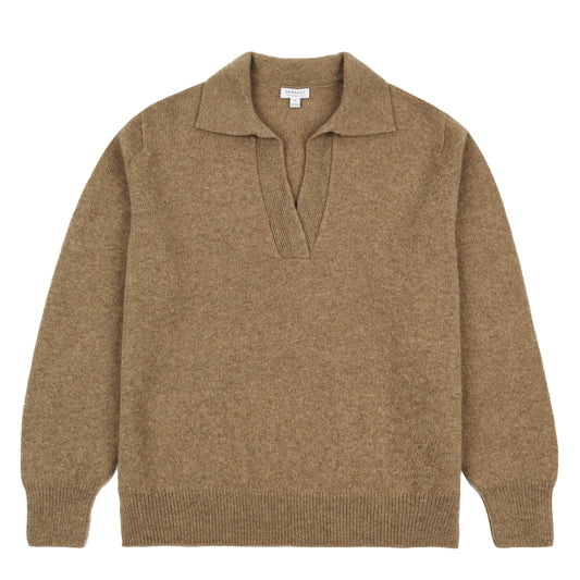 Sunspel Womens Lambswool Polo Mink - pam pam