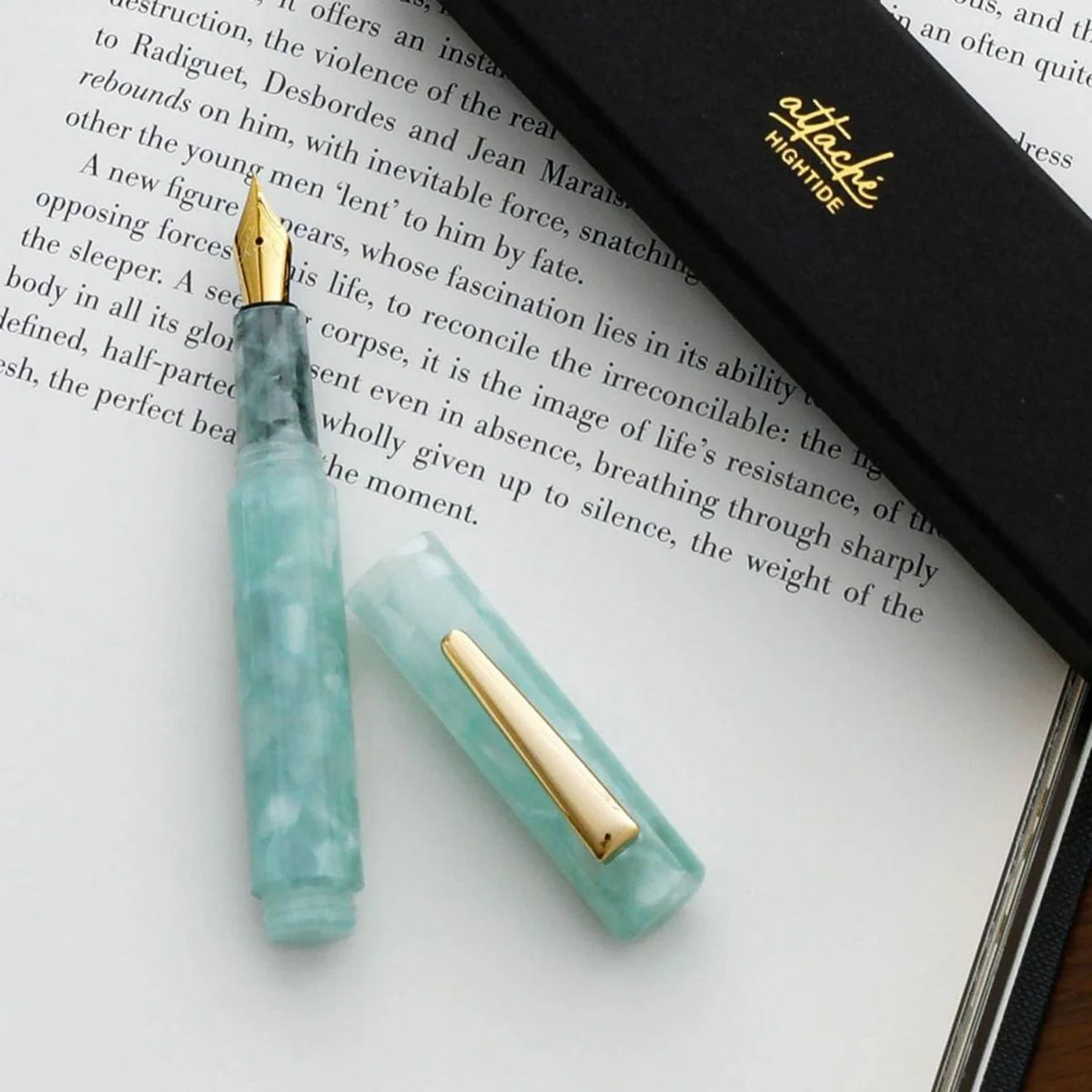 Hightide Attache Marbled Fountain Pen Mint - pam pam 