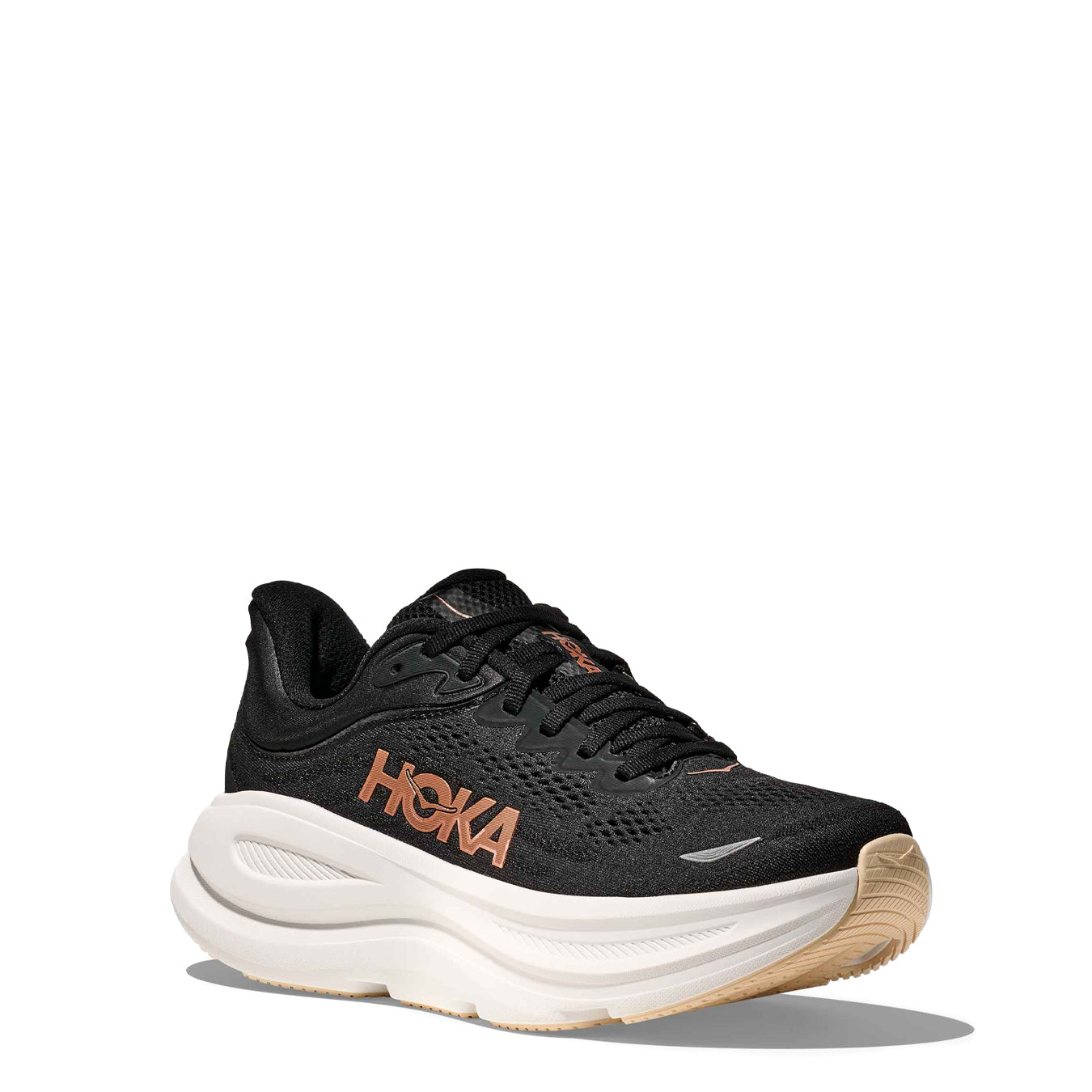 Hoka Womens Bondi 9 Trainer Black / Rose Gold - pam pam 