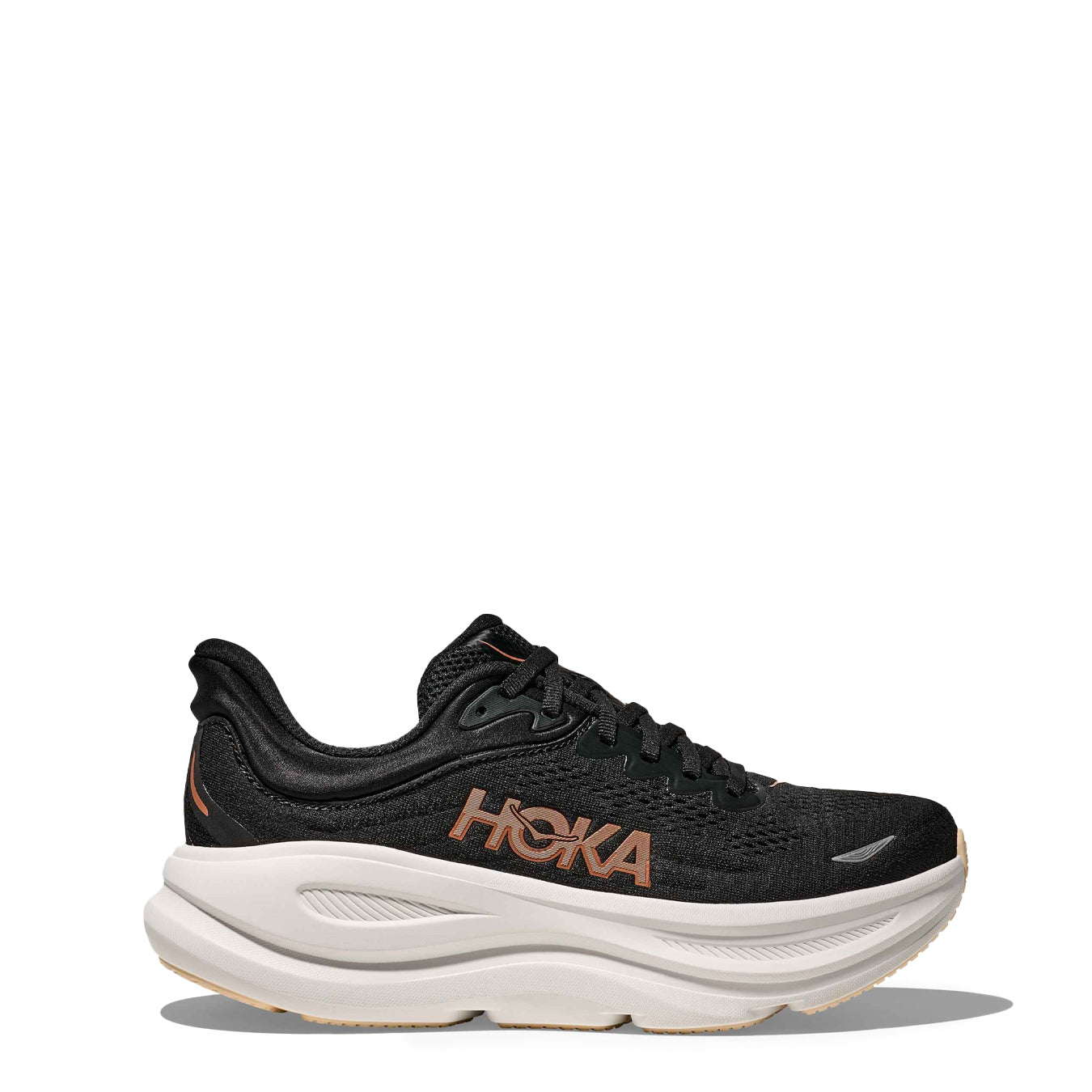 Hoka Womens Bondi 9 Trainer Black / Rose Gold - pam pam 