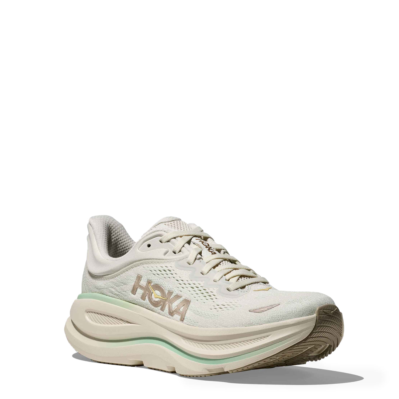 Hoka Womens Bondi 9 Trainer Truffle Salt / Sea Glass - pam pam 