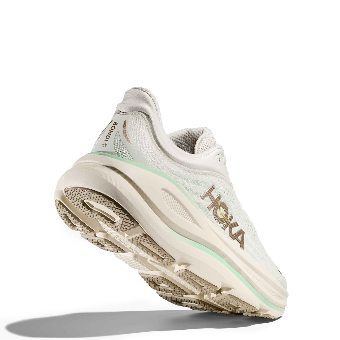 Hoka Womens Bondi 9 Trainer Truffle Salt / Sea Glass - pam pam 