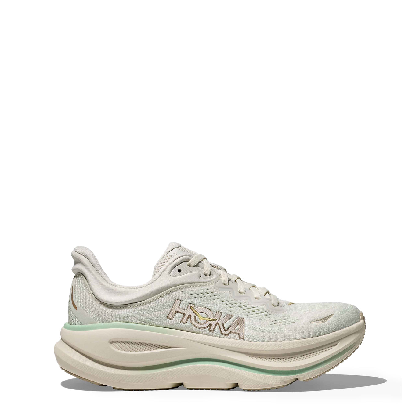 Hoka Womens Bondi 9 Trainer Truffle Salt / Sea Glass - pam pam 